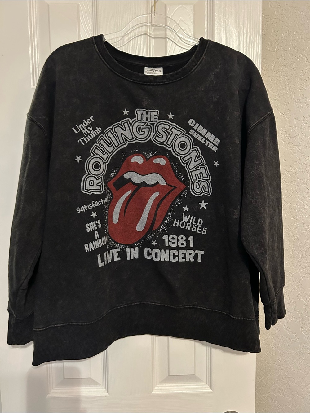 The Rolling Stones Black/Gray Sweatshirt with Red Tongue Graphic